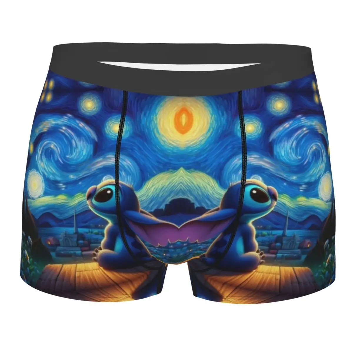 Custom Stitch Van Gogh Starry Sky Underwear Men Printed Boxer Briefs Shorts Panties Soft Underpants