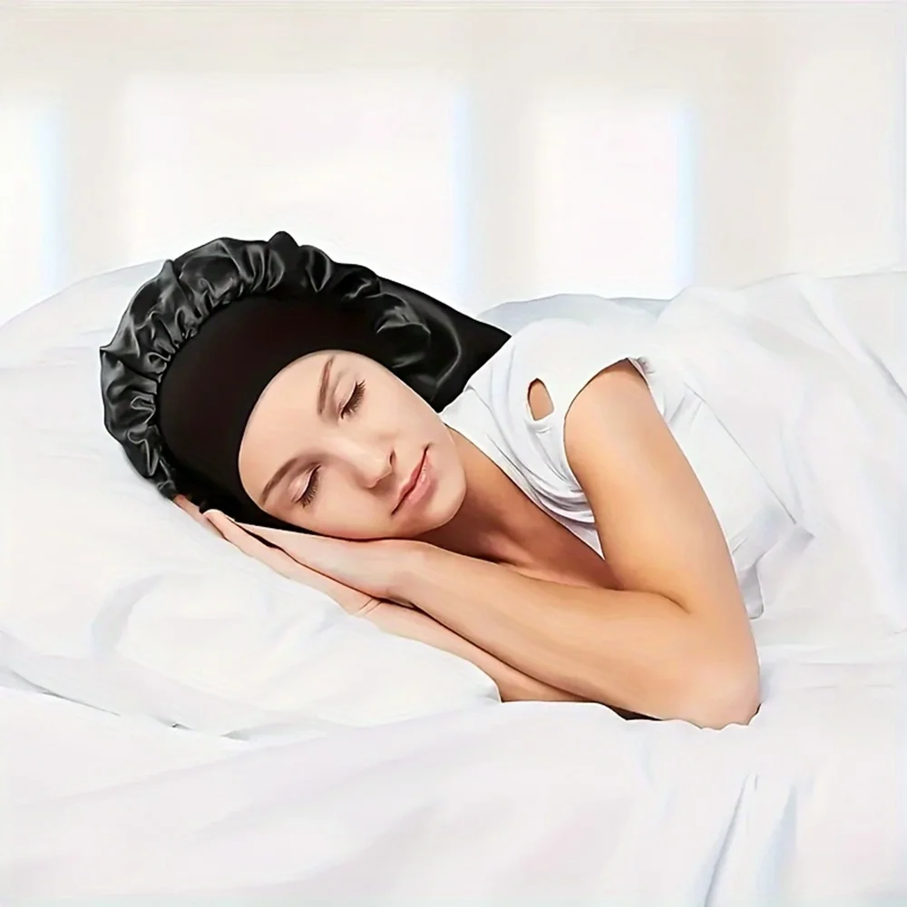 Silky Long Bonnet For Sleeping Solid Color Night Cap For Women Hair Care Tools For Sleeping In Overnight