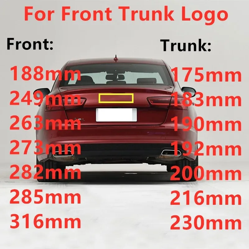 4 Ring ABS Car Hood Front Bonnet Grill Rear Trunk Emblem Logo Badge Sticker Decal For Audi A3 A4 A5 A6 A7 Q2 Q3 Q5 Q8 TT