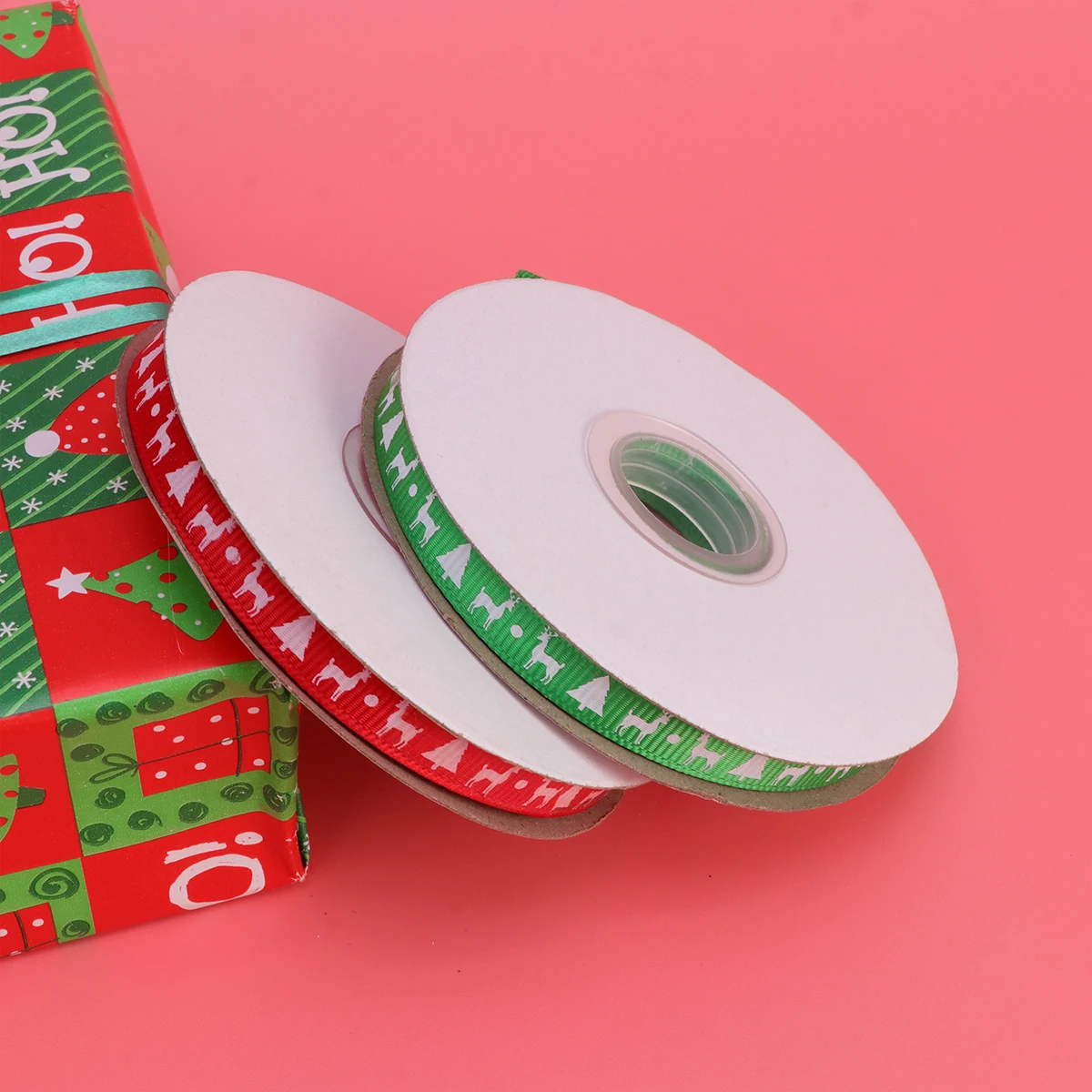 

6 Rolls 22M Christmas Pattern Ribbed Ribbon Gift Wrapping Packing Ribbon Festive Party Decoration Craft Diy Cake Scrapbook Hair