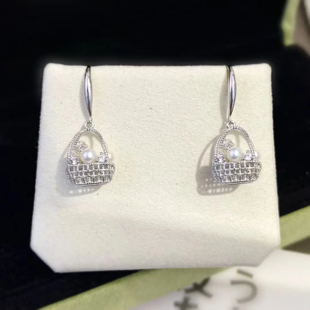 الجملة S925 فضة أقراط جبل النتائج إعدادات قاعدة تصاعد أجزاء ملحق ل 3-3.5 مللي متر اللؤلؤ 5 زوج/وحدة #5