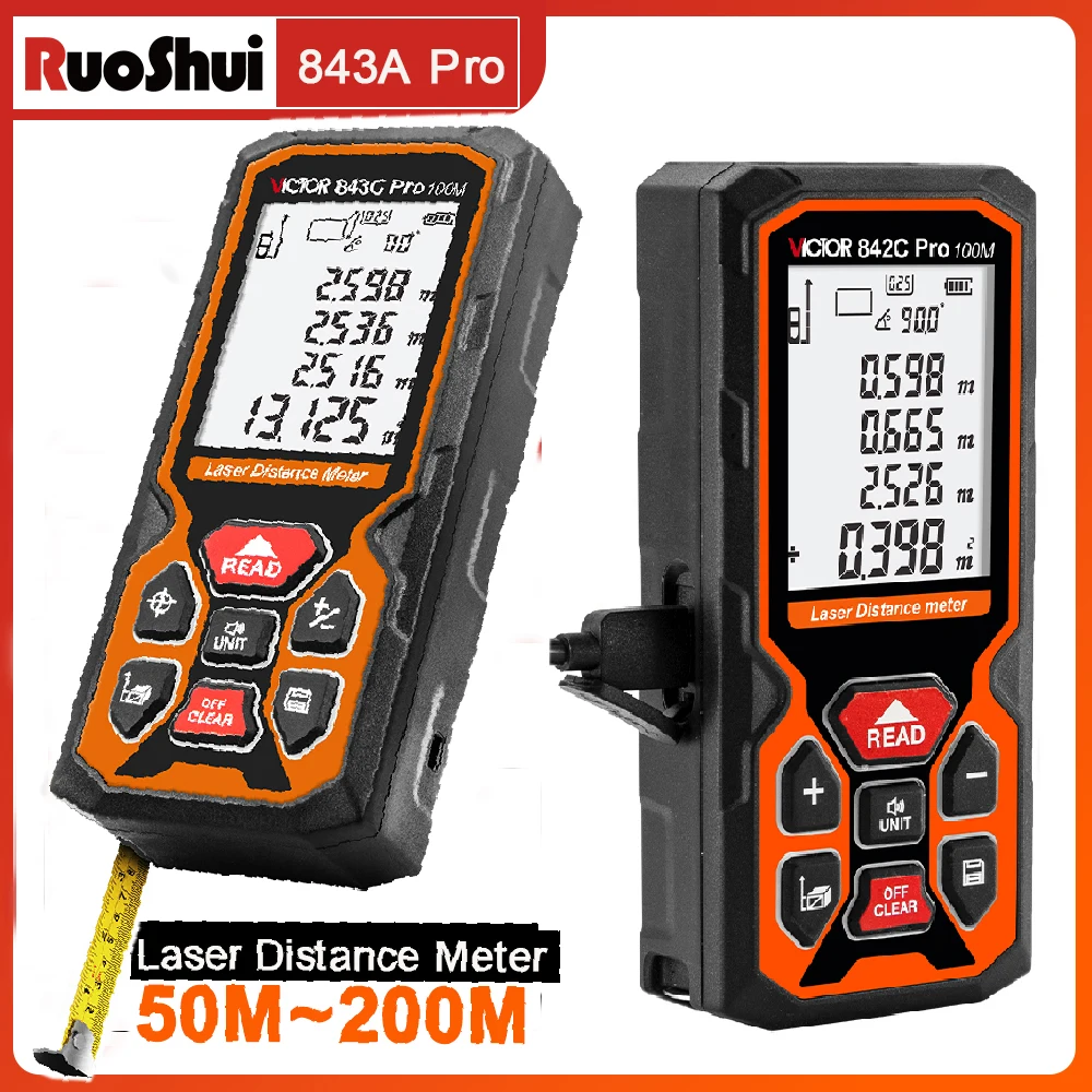 

Лазерный дальномер RuoShui 50 м/70 м/100 м, цифровой дальномер для хранения данных, лазерный измерительный инструмент, профессиональный лазерный измеритель