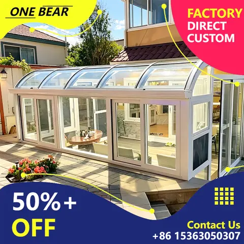 Any Size Custom Aluminum Sunroom Tempered Glass Soundproof Thermal Break Villa Outdoor Garden Patio Weatherproof Rainproof Shelt
