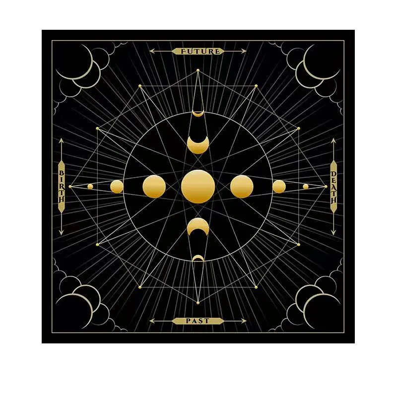 50/75/110/137cm Tarot Tablecloth Moon Phase Floral Patterns 2D Printed Bohemian Style Decorative Mat Tarot Games Ideal Witchy