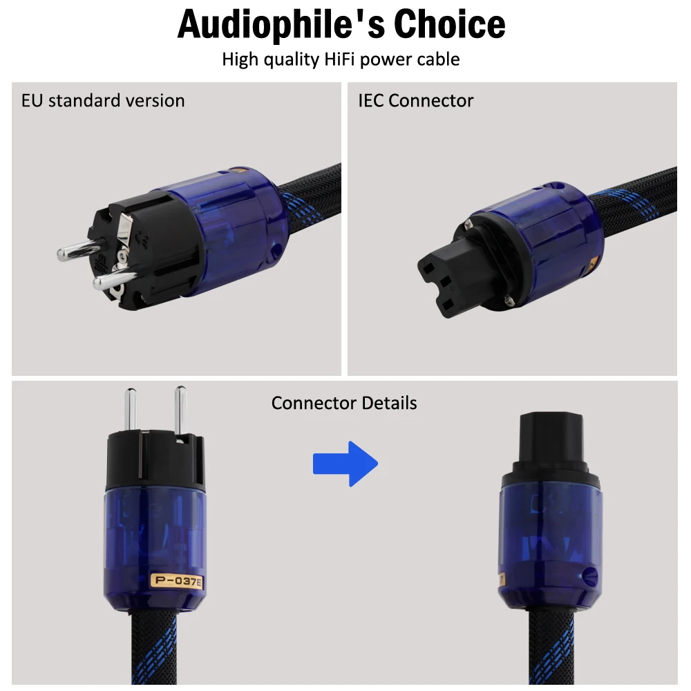 Hi-End Kabel zasilający EU/US/AU 12AWG Schuko Kabel zasilający AC HiFi Audio Uniwersalny przewód zasilający 125V 15A Pleciony wzmacniacz tulejowy