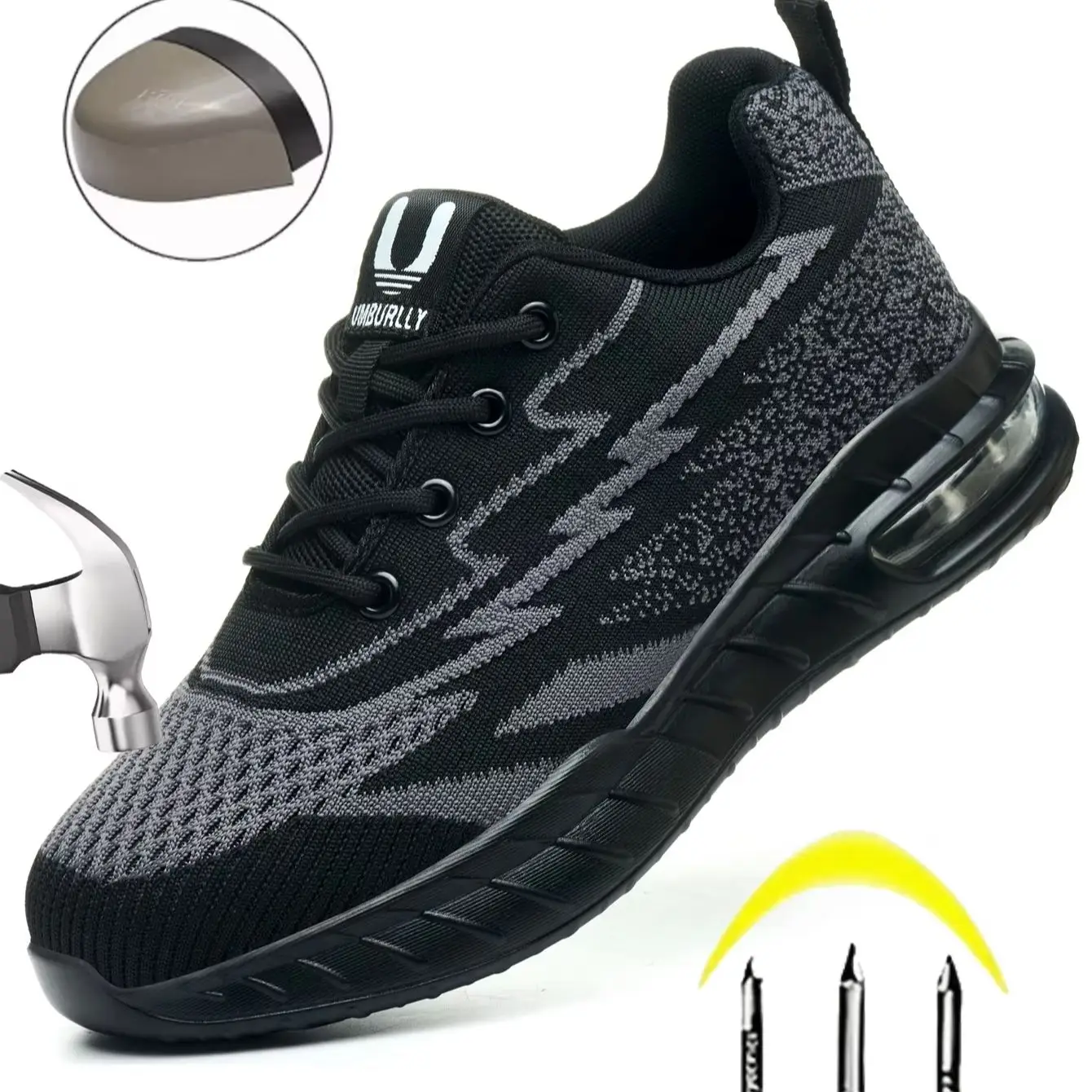 女性安全靴作業用安全ブーツ通気性鋼つま先パンク防止スポーツ作業スニーカー建設セキュリティブーツ