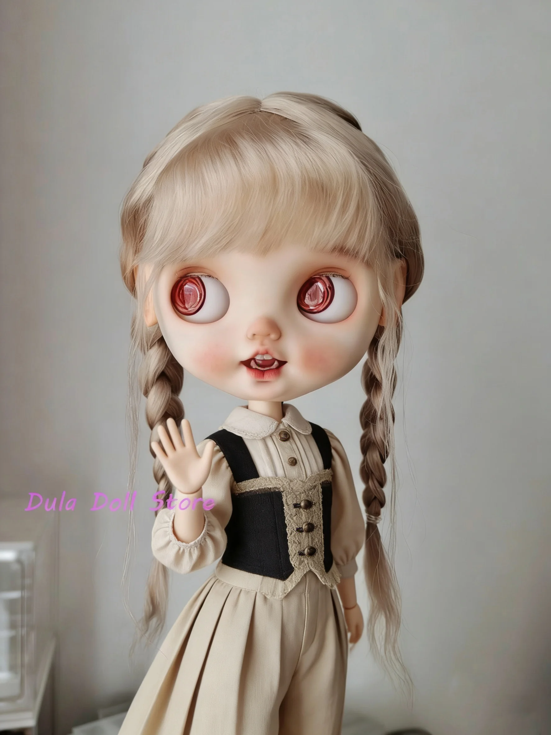 

Парики для кукол Dula для Blythe Qbaby 2026, натуральный мохер ручной работы, ярко-золотой, твердые швы для головы 9-10 дюймов