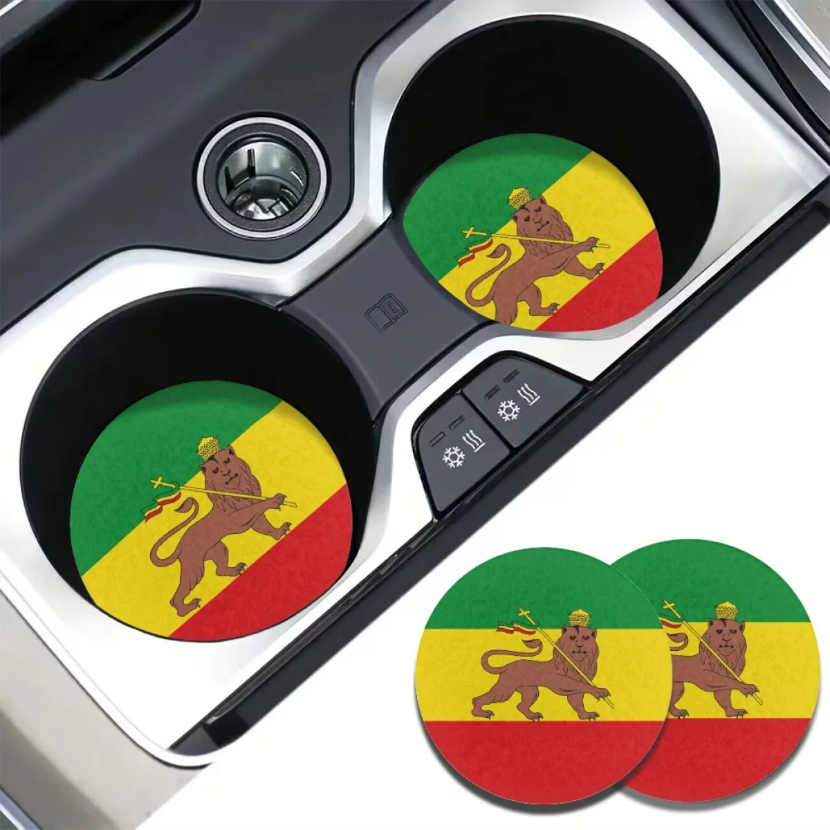 Jamaica Country Flag Pattern Water Coaster for Car High Quality Washable Auto Mat Interesting Anti-dirt Soft Polyester Cup Pad