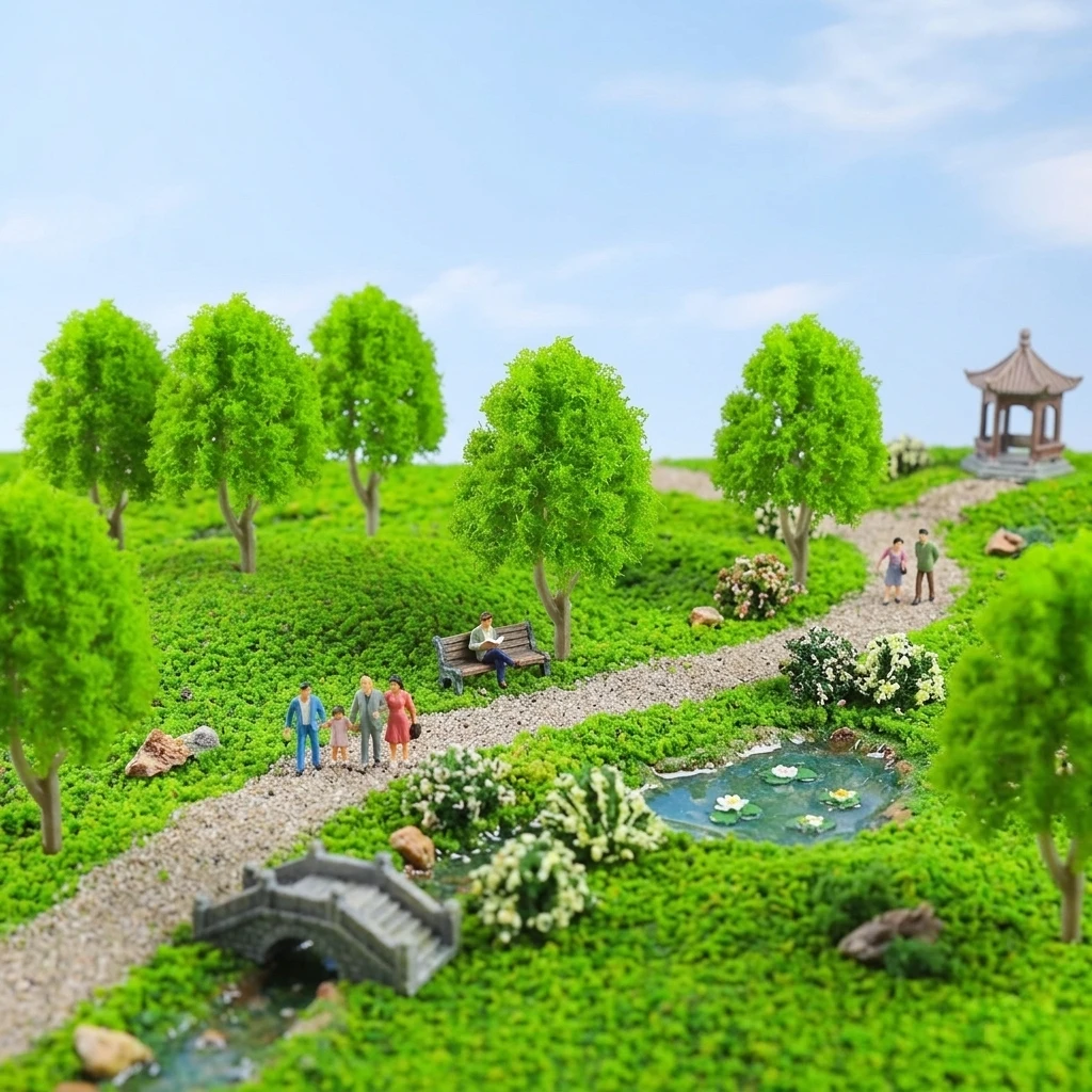 6 Árboles en Miniatura Verdes Mixtos para Maquetas, Escenografía de Arquitectura, Manualidades DIY, Jardín de Hadas, Paisaje Ferroviario
