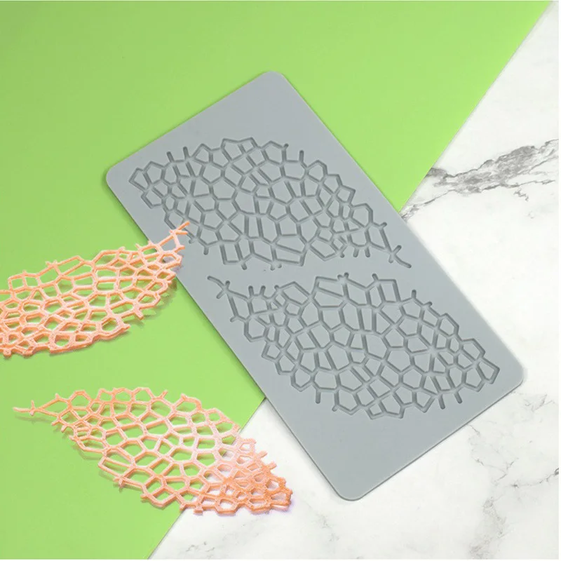 Ginkgo Leaf Sugar Flipping Lace Pad DIY Fishing Net Dessert Silicone Mold Petal Western Food Crispy Chip Decoration Baking Mold