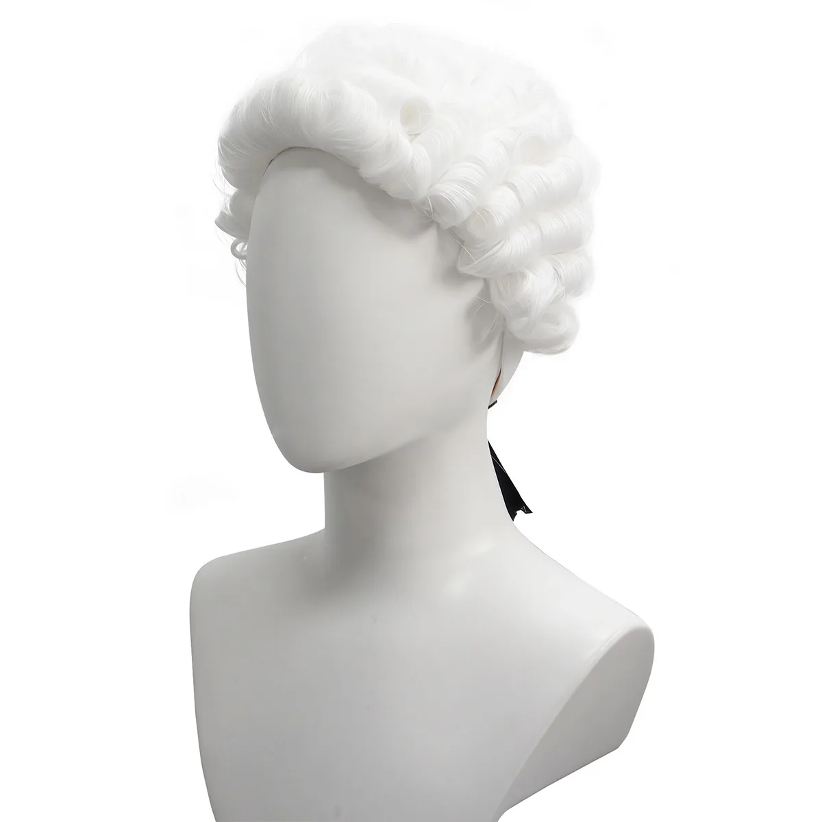 コロニアルウィッグ ロングウェーブのかかった白いウィッグ 男性用 ワシントン ハロウィン 裁判官と弁護士のコスプレキャラクター用ヘッドピース