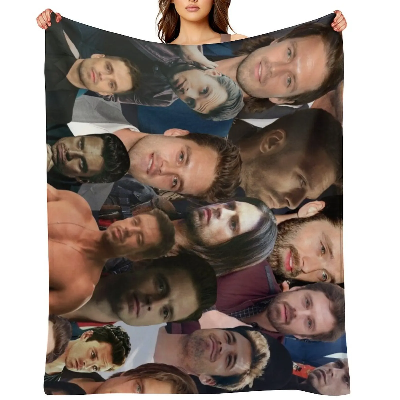 

Sebastian Stan photo collage Throw Blanket For Decorative Sofa Soft Plaid decorative Nap Blankets