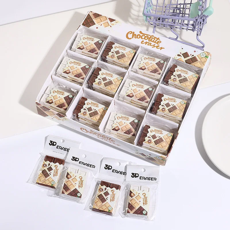 

1 Piece Lytwtw's Cute Kawaii Candy Color Rubber Fun Creative Chocolate Eraser Novelty Stationery Office School Supplies