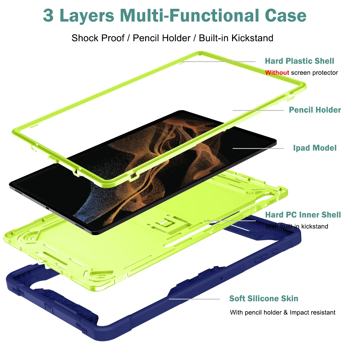 Rugged Stand Case Universal For Samsung Tab S11 S10 S9 S8 Ultra 14.6