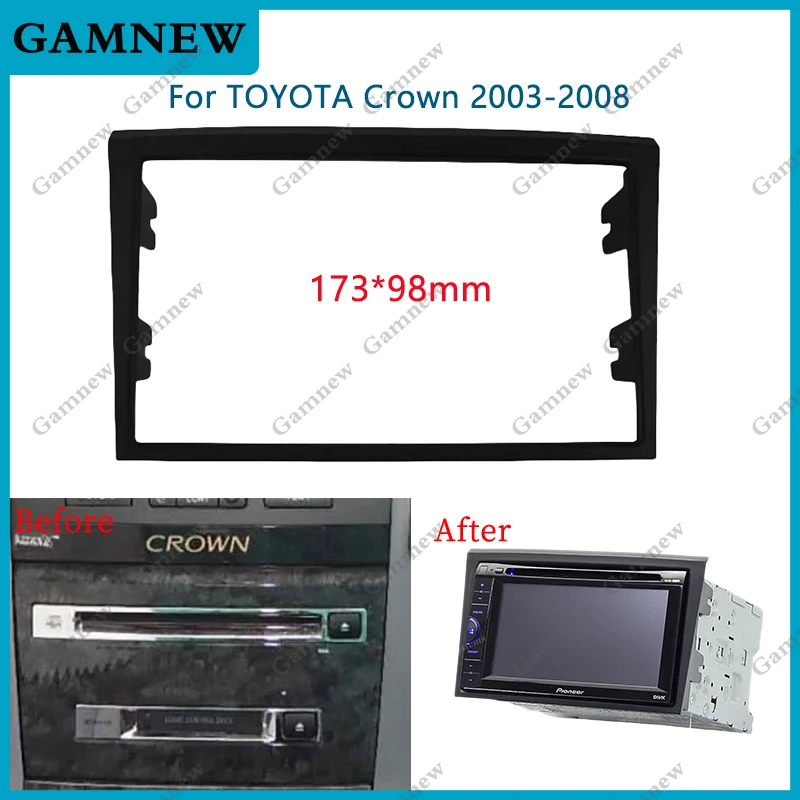 

Double Din Radio Fascia for TOYOTA Crown 2003-2008 Panel Dash Mount Installation Trim Kit Face Black Frame GPS 173 x 98 mm