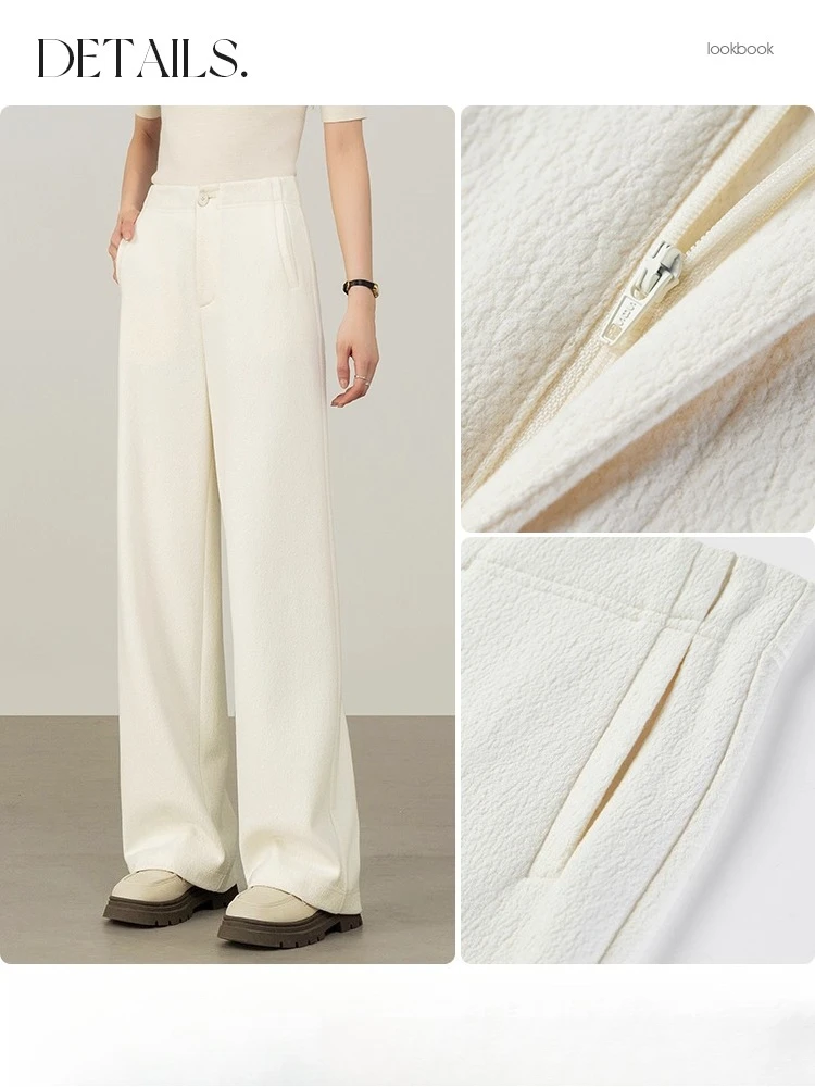 SENTUBILA سراويل نسائية خريفية عالية المرونة الخصر الرباط جيب فضفاض مستقيم بنطلون مجموعة غير رسمية الإناث 153K87952