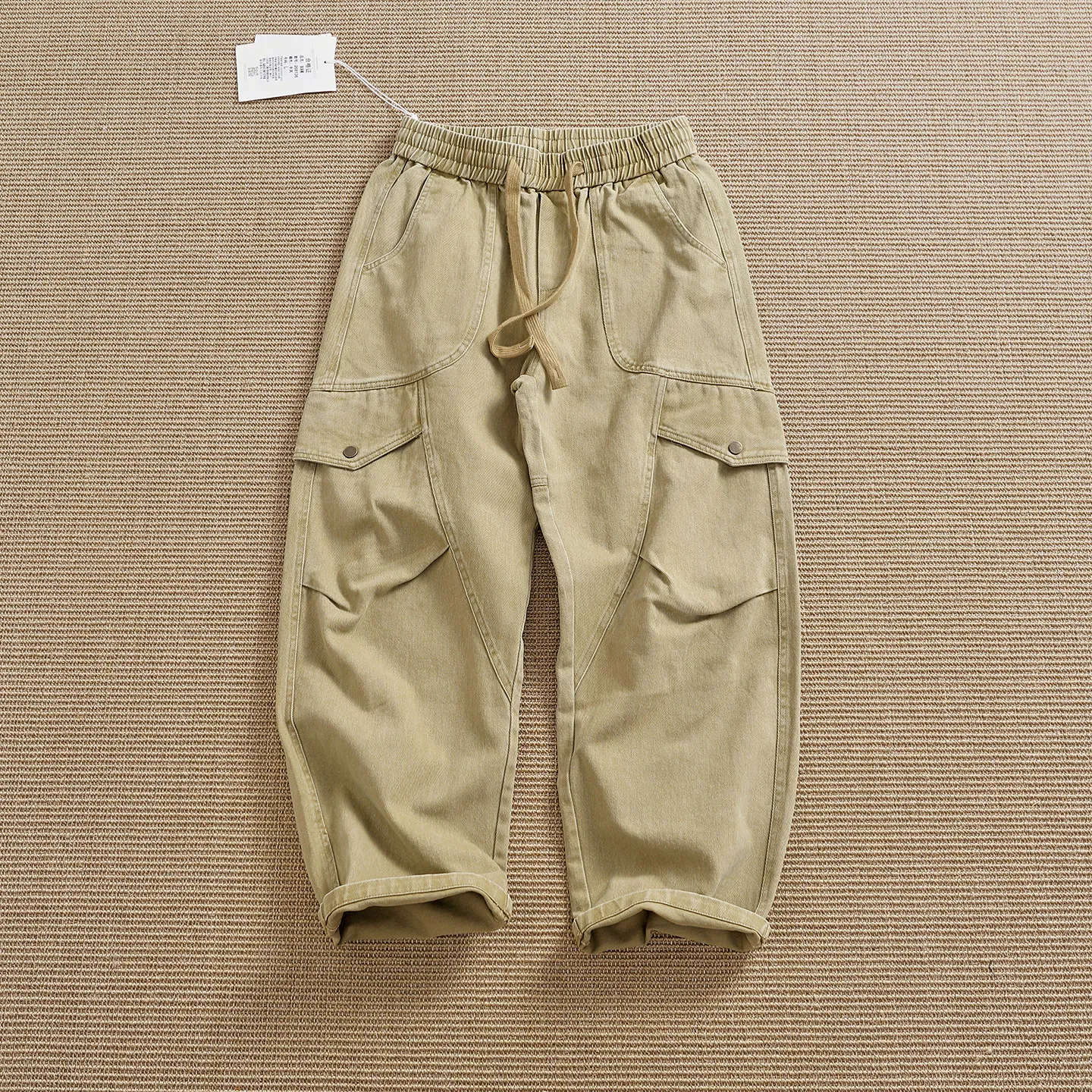 100% cotton heavyweight twill overalls men's retro washed distressed three-dimensional multi-pocket wide-leg trousers