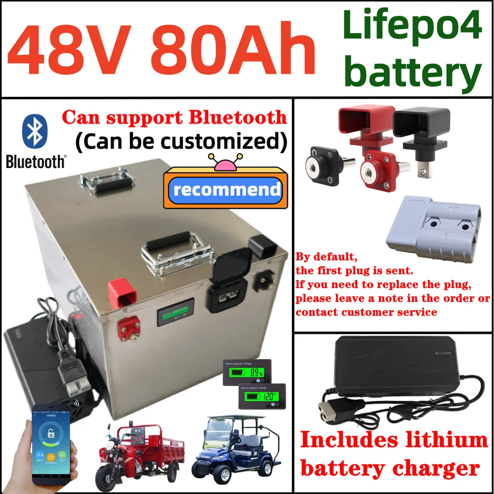 

Литиевая батарея Lifepo4 48В 80Ач с 2000 циклами работы, BMS и ЖК-дисплеем для резервного питания телекоммуникационного оборудования/зеленой энергии/критически важного оборудования + зарядное устройство 10А