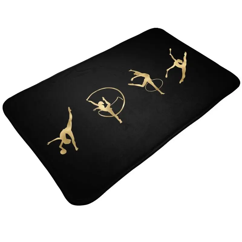 Custom Rhythmic Gymnastics Gold LIne Doormat Anti-Slip Entrance Bathroom Kitchen Floor Door Mat Toilet Carpet Rug