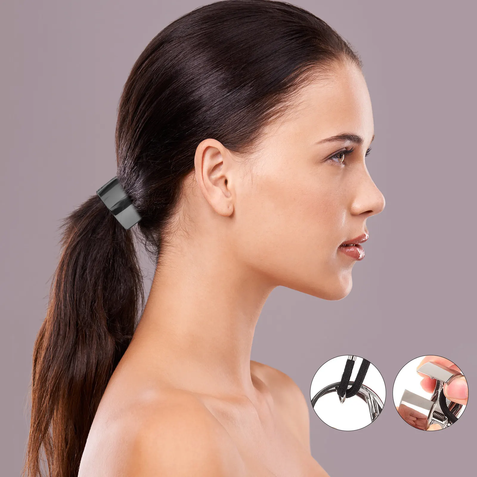 

6Pcs Metal Ponytail Cuffs Minimalist Hair Tie Cuffs Elastic Hair Ropes for Women Daily Party Use Ponytail Cuff