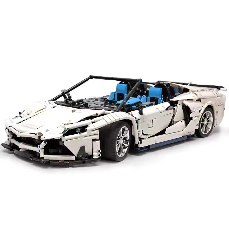MOC F10002 การวิเคราะห์ 1:8 สีขาวSVJ LP700 กีฬารถBuilding Block Racingรถอิฐประกอบเด็กDIYของเล่นคริสต์มาสของขวัญเด็ก