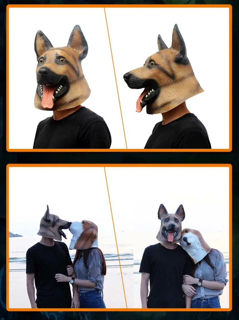 

Dog Mask Head Full Face Mask Halloween Masquerade Fancy Dress Party Cosplay Costume Police Animal German Shepherd Mask