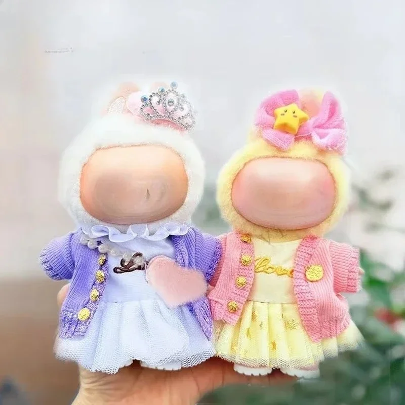 

New Mini Doll Outfit Accessories Set Cotton Sweater Skirt Clothing for 15-17cm Labubu Dolls Cotton Dolls Fashion Doll Dress Kit