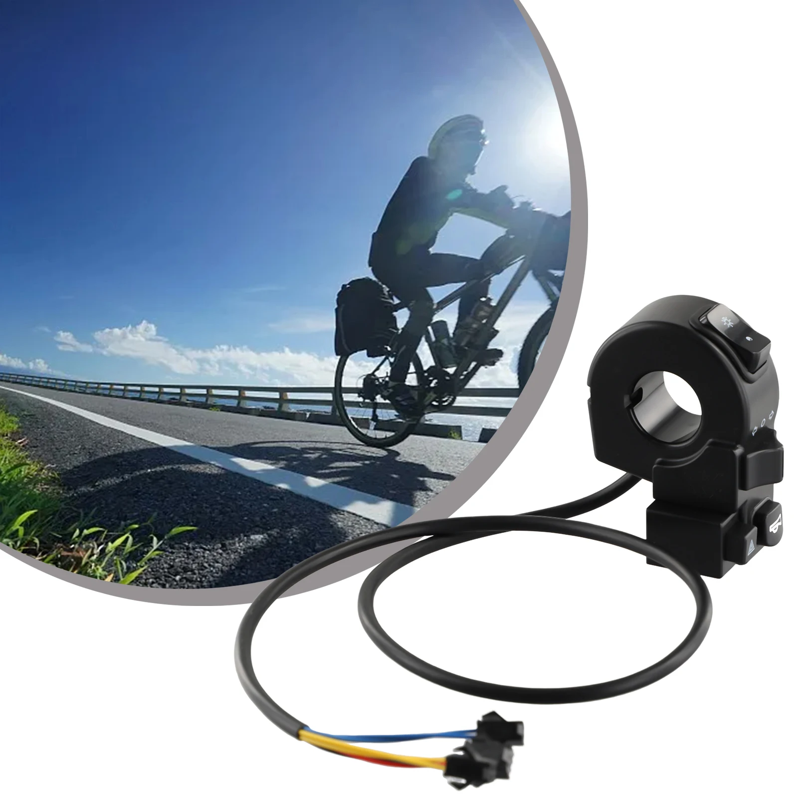 

4-in-1 Multifunctional Electric Bike Handlebar Switch Horn Headlight Steering Double Flash For 24V/36V/48V Scooters ATVs