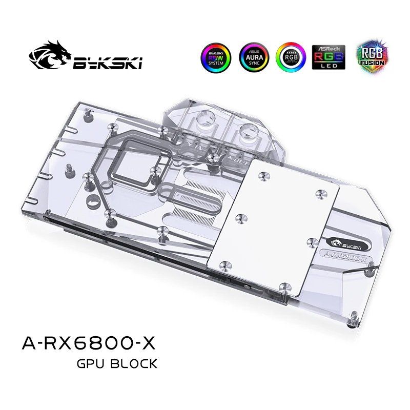 Bykski Water Block Use for AMD Radeon RX6800 / 6800XT RDNA2 Reference Edition GPU Card / Full Cover Copper Radiator / RGB Light