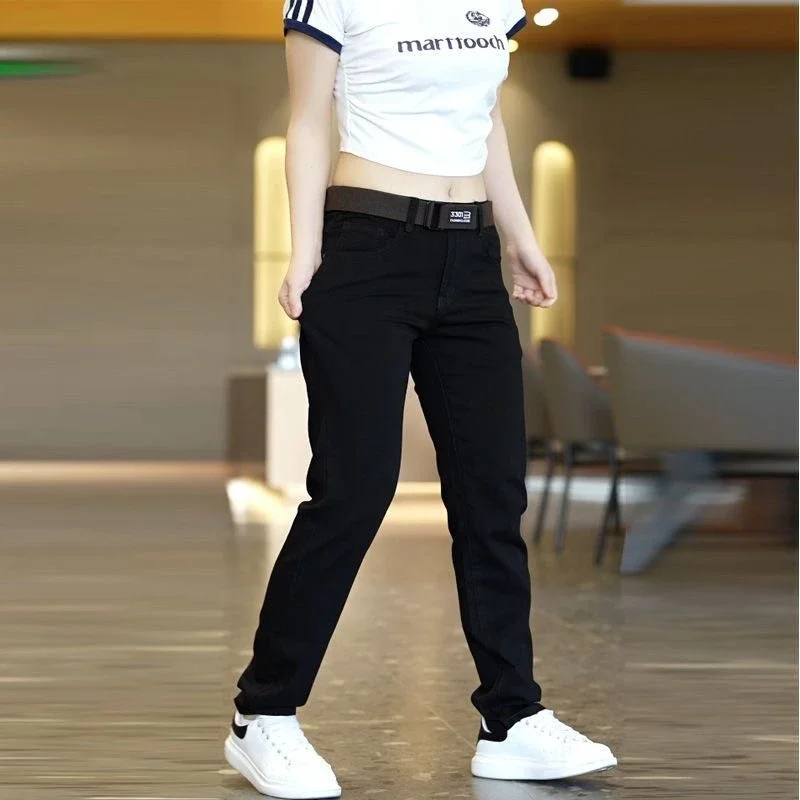 가을 남성 슬림 청바지 블랙 스키니 클래식 캐주얼 데님 바지 사무실 파티를위한 데일리 카우보이 바지 남성 연필 바지