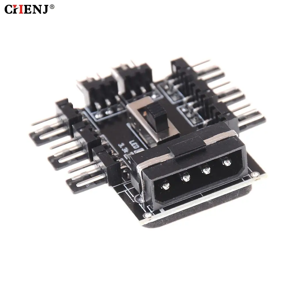 1 to 8 Way Splitter Cooler Cooling Fan Hub 3pin 12V Power Socket PCB Adapter 2 Level Speed Control PC Computer IDE Molex