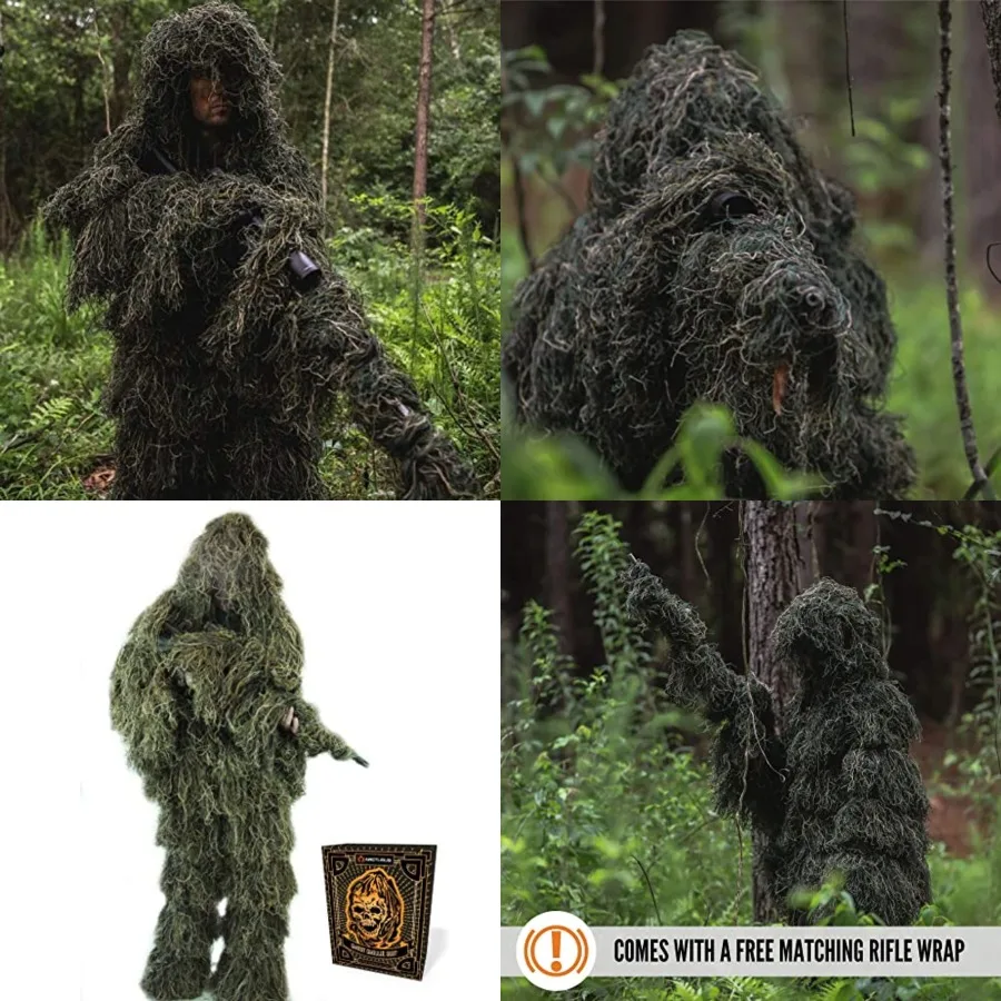 

Arcturus Ghost Ghillie Suit Ultra-Dense Design Superior Camo Coverage for Hunters, Military, Snipers, Airsoft Paintball