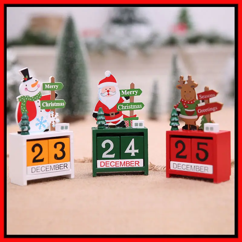 Wooden Calendar for Christmas Decorations, Mini Desktop Decor, Children's Toys, Holiday Gifts