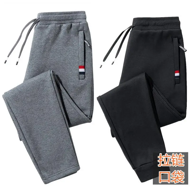 2025 Men's wear-resistant, sports and leisure loose, velvet elastic waist thermal pants