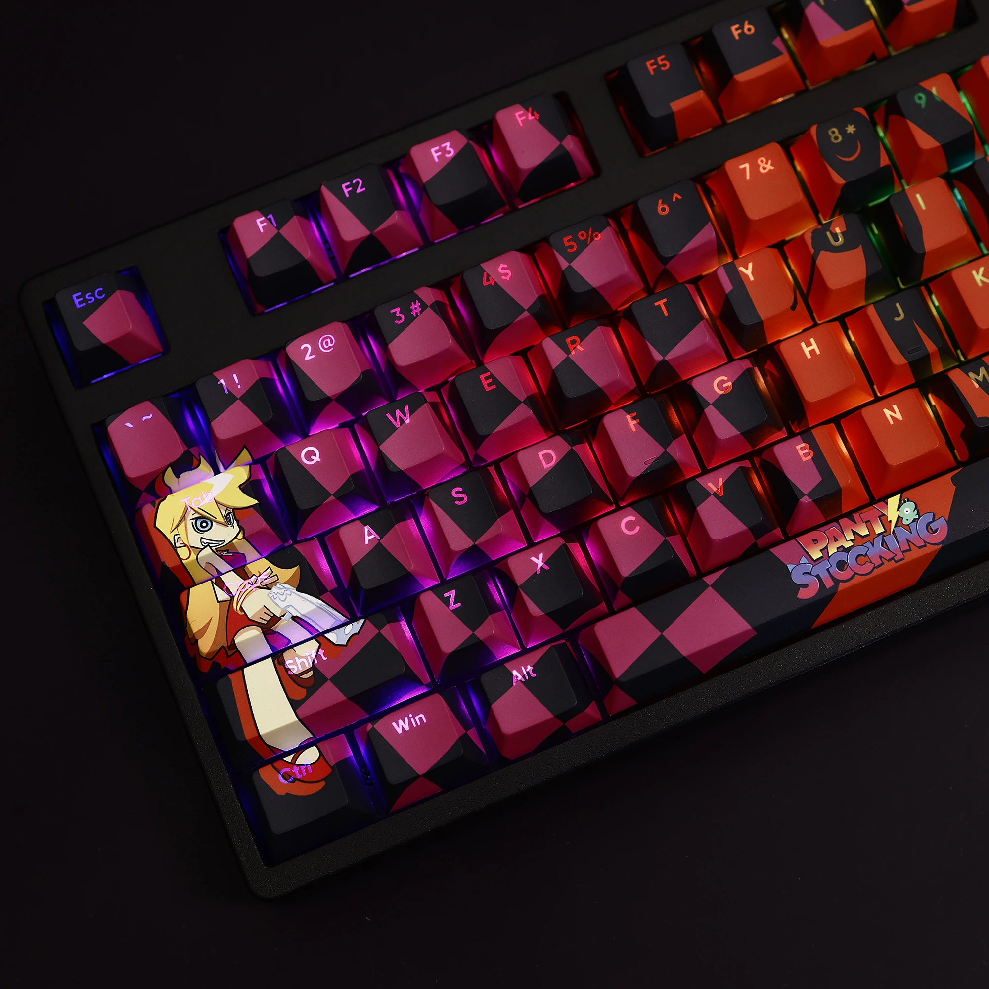 

Translucent Keycap Set Cherry Profiled PBT 5-sided Heat-sublimation Customized Keycaps for MX Switch Gaming Mechanical Keyboards