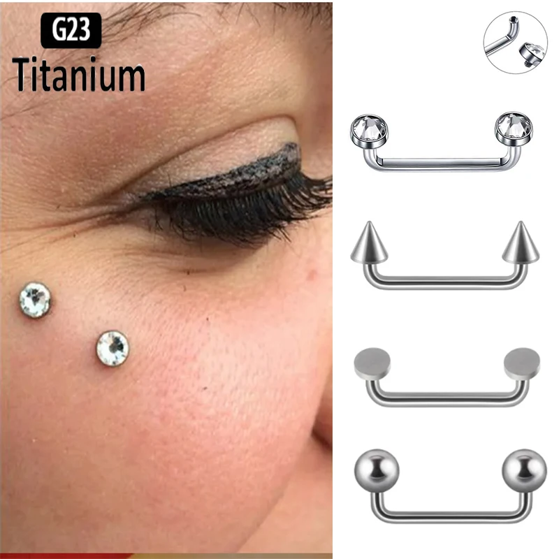 Piercings de superficie de titanio G23, grapa de doble bola, ancla dérmica, cono roscado interno de 14G, Micro anclas dérmicas, barra, joyería para el cuerpo