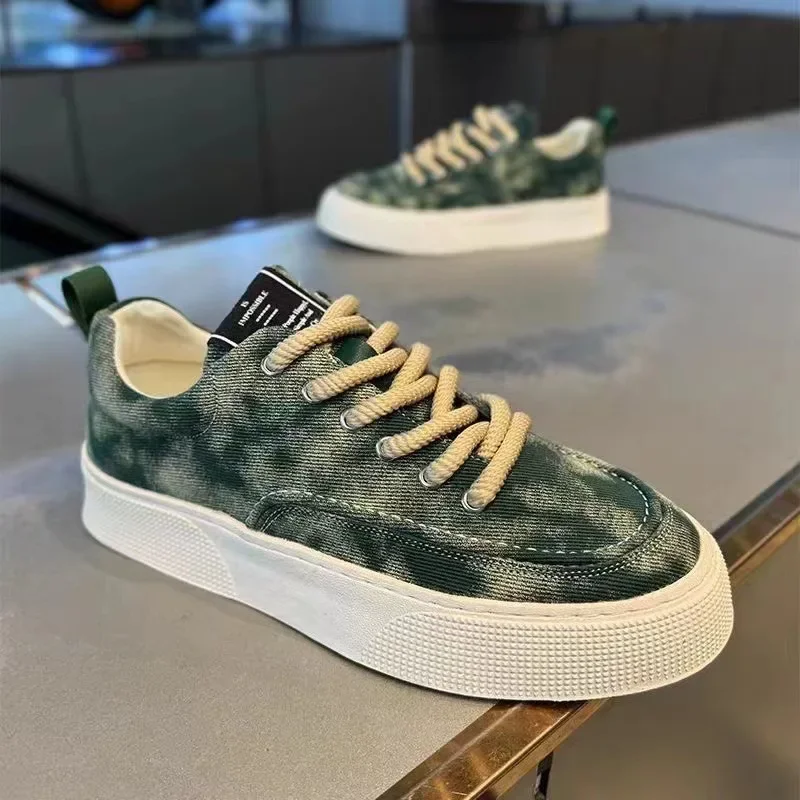 

LiveDay Casual Sneakers For Men Canvas Round Toe Lace Up Lightweight Non Slip Outdoor Fashionable Comfortable Board Shoes