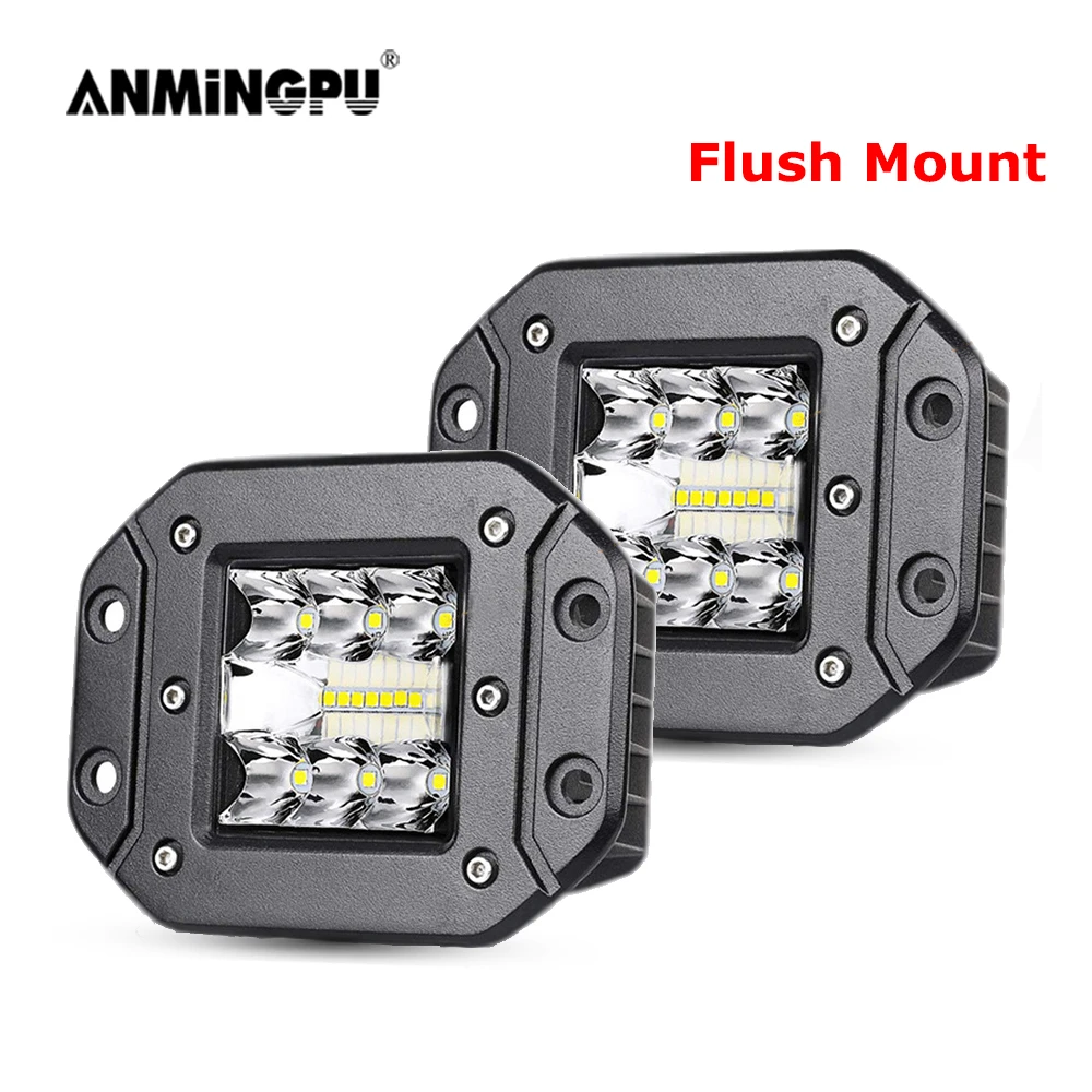 ANMINGPU 5 "39 واط فلوش جبل LED ضوء العمل بار الطرق الوعرة 12 فولت 24 فولت بقعة الفيضانات شعاع Led ضوء بار لشاحنة جيب Atv 4x4 سيارة الضباب مصباح #1