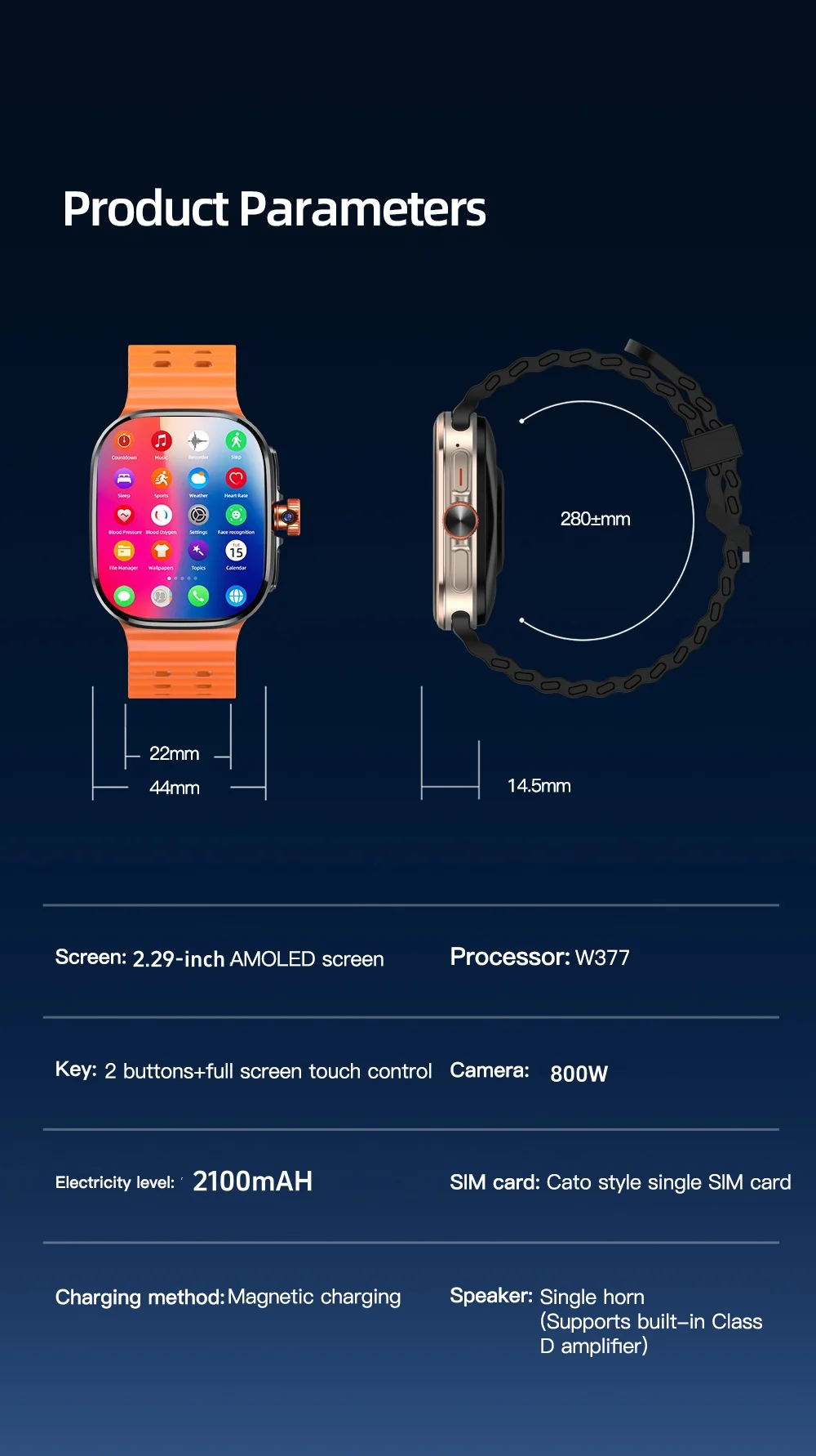 Original M99 Android Smart Watch 2.4inch Amoled 5G LTE Smartwatch With 900W Rotary Camera GPS WIFI Sim Card Slot NFC App Store