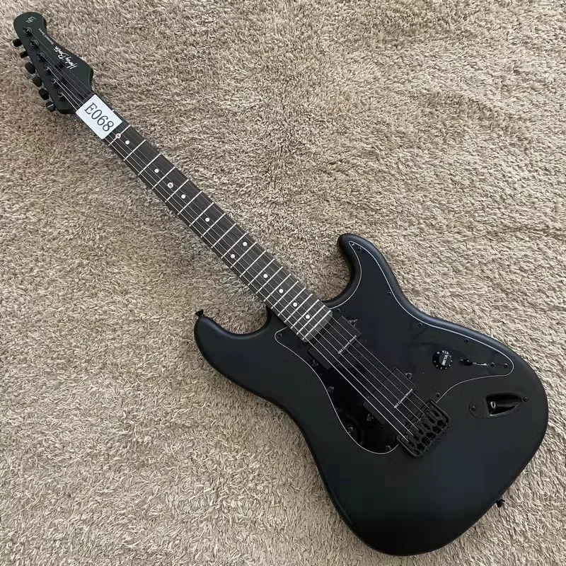 E068  Active Pickups Genuine HarleyBenton Fixed Bridges 6 String Electric Guitar Matte Black Color String Trough Stock Items