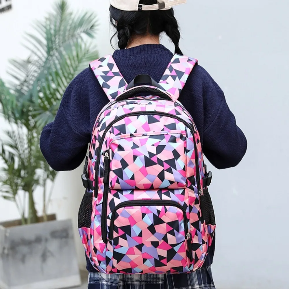 Splicing Color Students School Bags Spinal Protection Large Capacity Women\'s Backpack Waterproof Multi-layer Kids Book Bags