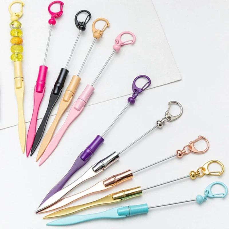 Beadable Letter Opener Beadable Envelope Opener for Student, Metal Letter Opener with Keychain Clip Envelope Slitter