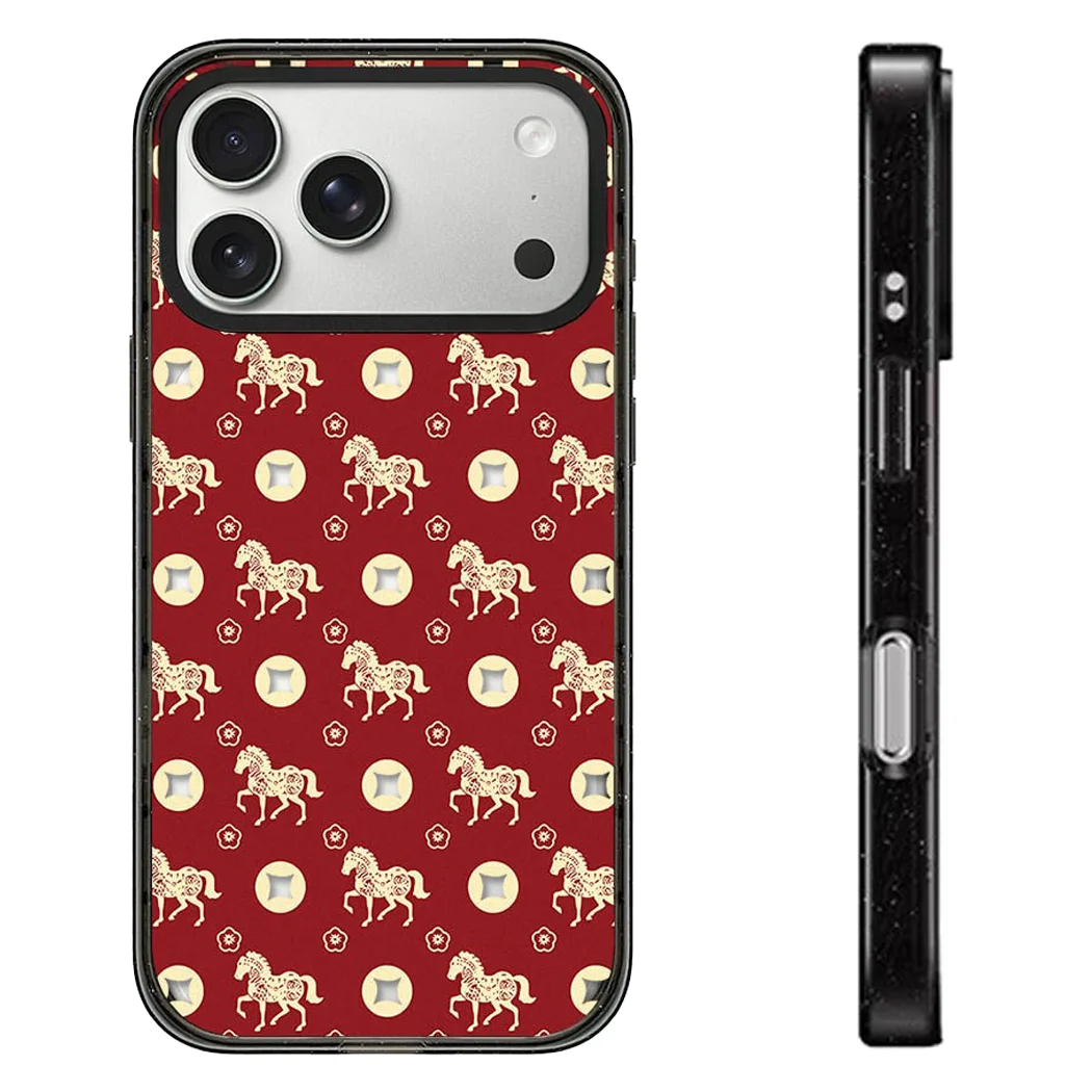

Coin Pony Acrylic Black Border Magnetic Phone Cover for IPhone 12 13 14 15 16 17 Pro Max Case for IPhone 17 Air
