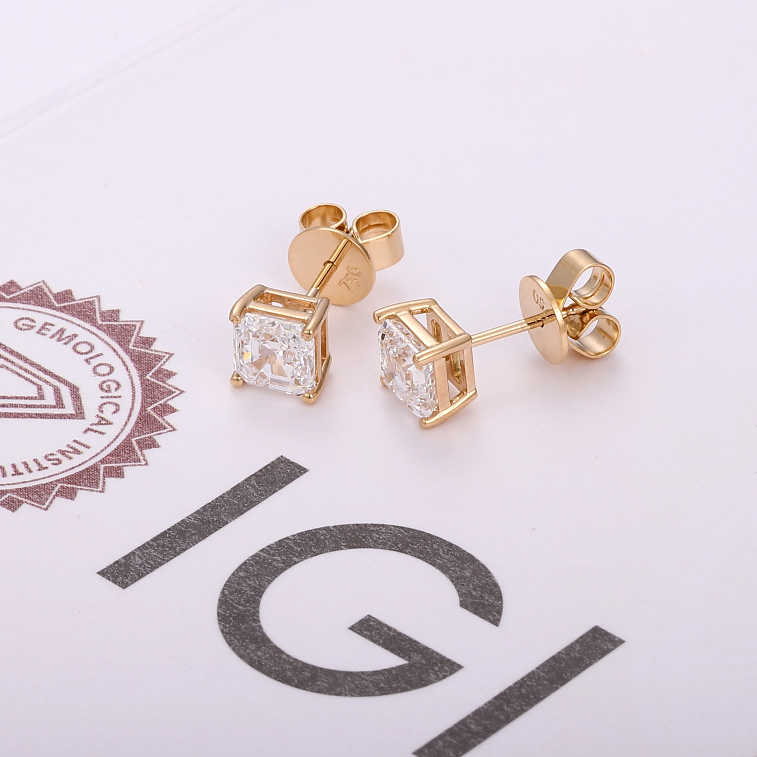 

Provence Classic Solitaire Earrings 14KGold 1.0ct IGI D/VS1 Asscher Lab Diamonds Trendy Everyday Accessories Earring Custom