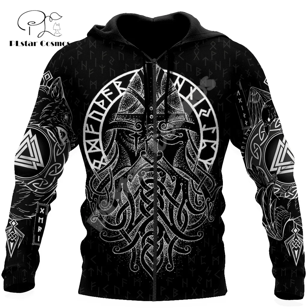 NewFashion Newest Nordic Mythology Warrior Odin Fenrir Wolf Tattoo 3DPrint Men/Women Pullover Harajuku Casual Jacket Hoodies Q14