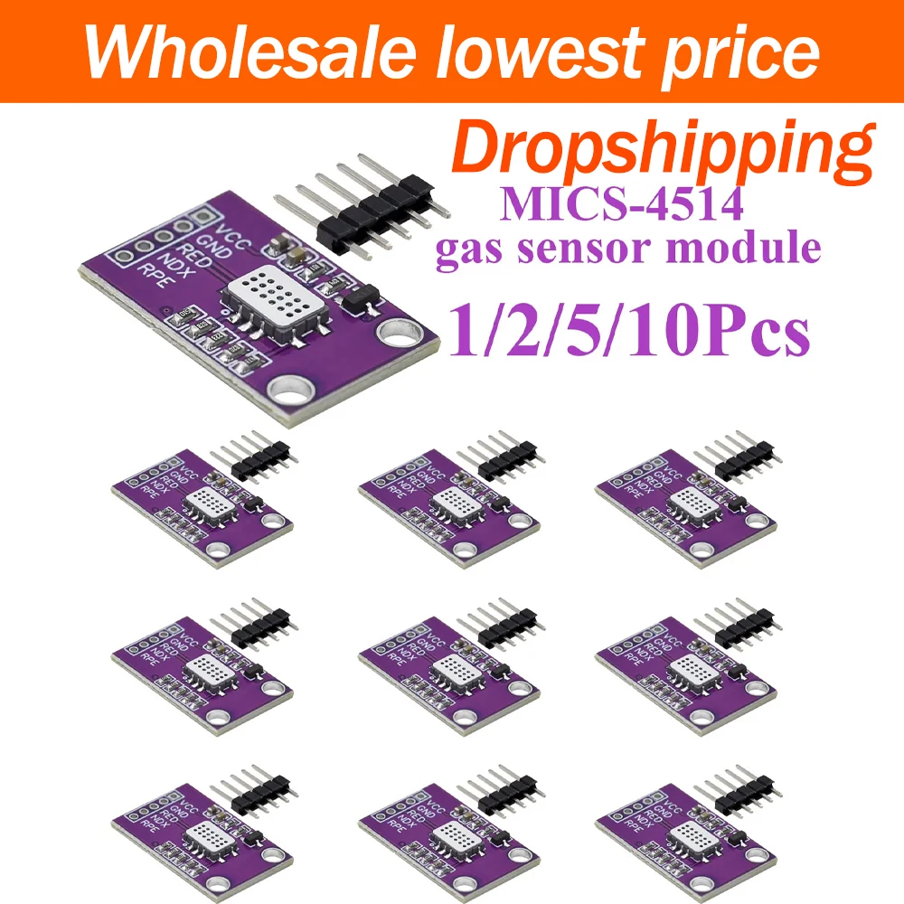 1~10Pcs MICS-4514 MEMS Multi Gas Sensor Module Detect CO NO2 NH3 CH4 Gas Concentration I2C Digital Output DIY Indoor Air Quality