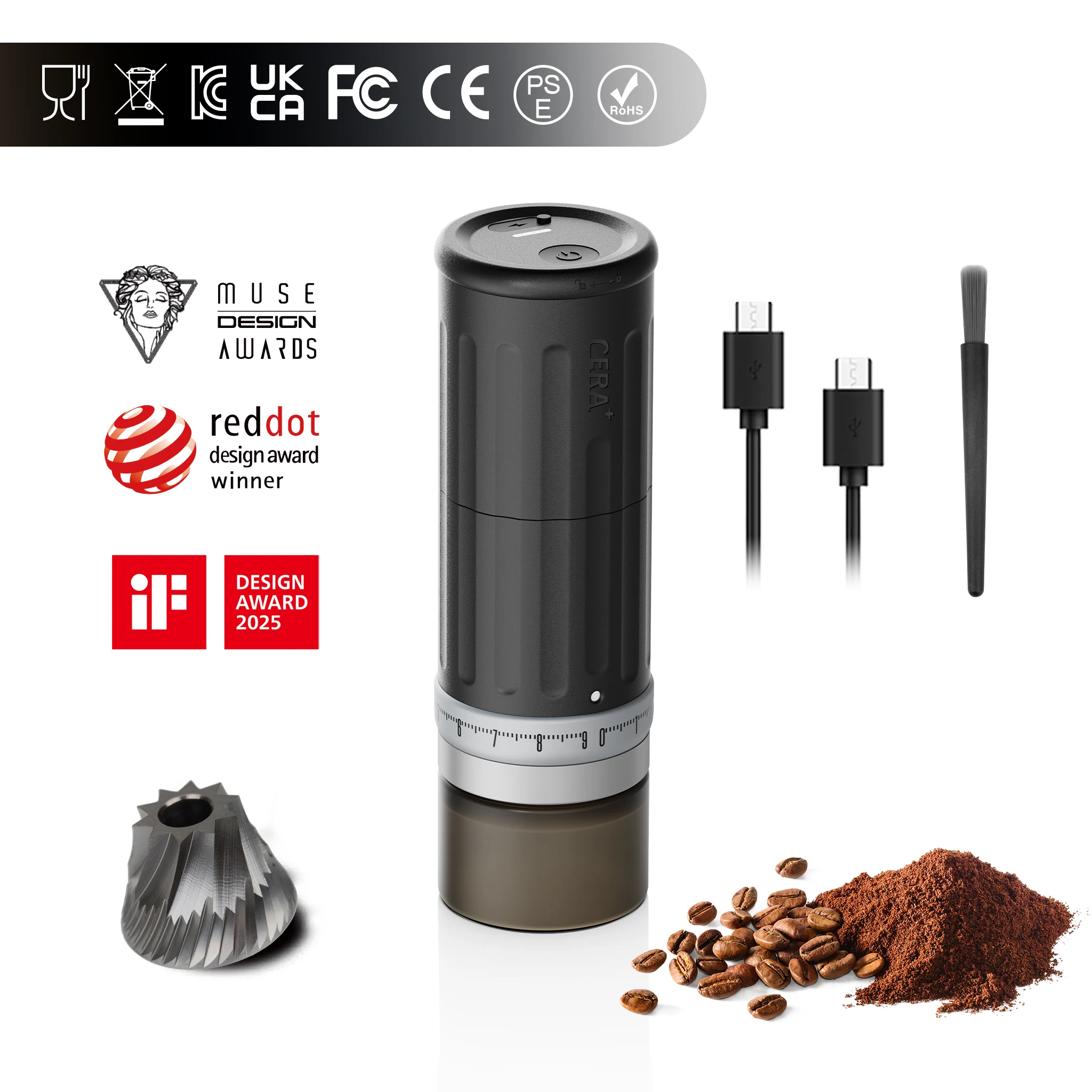 Aluminum Alloy Coffee Grinder Stainless Steel Burr Coffee Grinder