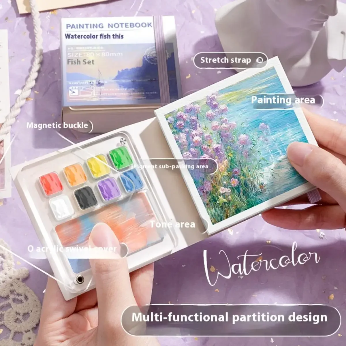 Mini Watercolor Paint Set,Travel Painting Book,Portable Color Palette,For Cards,Drawing Students Back To School Art Supplies