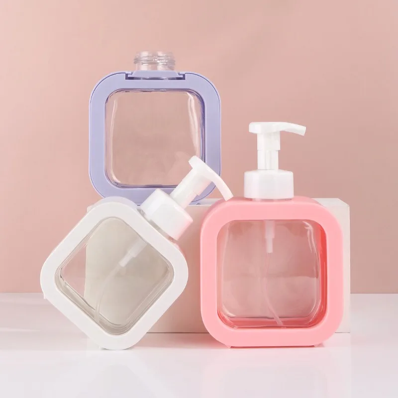 1PC Bathroom Shampoo Press Foaming Bottle Hotel Hand Washing Hand Lotion Bath Cream Foam Separate Transparent