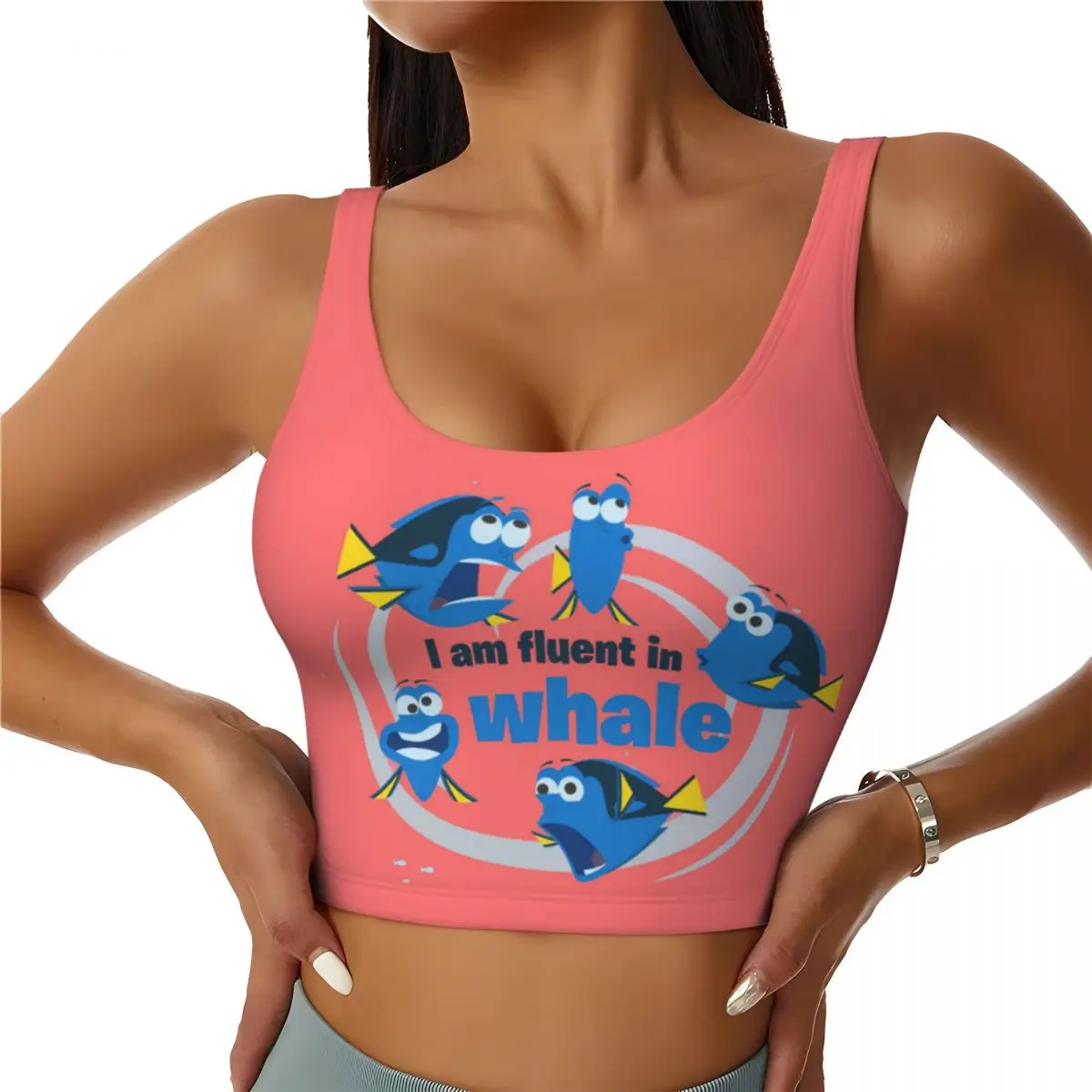 

Custom Finding Dory I Am Fluent In Whale Sports Bra Women's High Impact Workout Yoga Crop Top